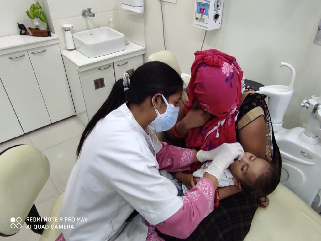 1 yr old Vedansh getting her preventive treatment in Mother's Lap